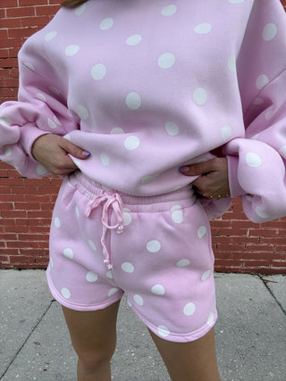 Pink Polka Dot Sweat Shorts