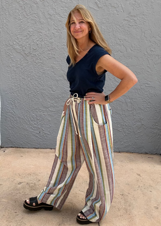 Free People Chambers Laidback Striped Pull-On Pants