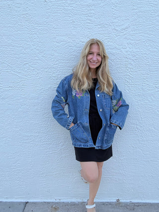 Floral Embroidered Denim Jacket