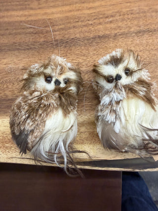 Feather and Faux Fur Owl Ornament