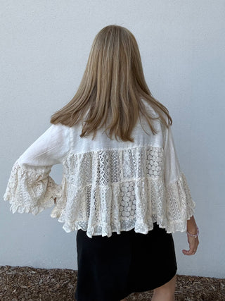 Tiered Crochet Lace Shrug