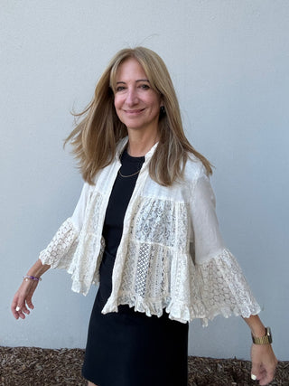 Tiered Crochet Lace Shrug