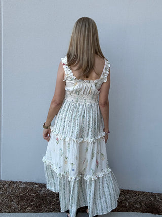 Floral  Ruffled Tiered Midi Dress