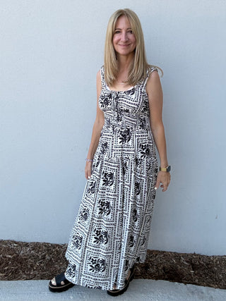 Floral Tile Print  Midi Dress