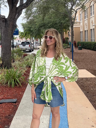 Tropical Kimono Duster- Green
