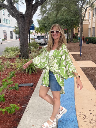 Tropical Kimono Duster- Green
