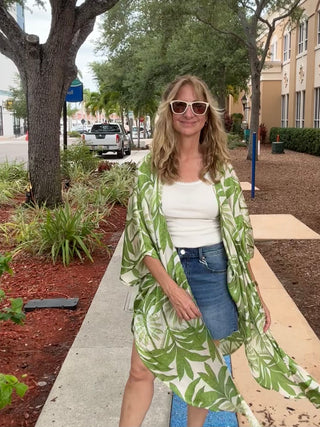 Tropical Kimono Duster- Green
