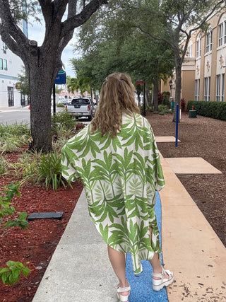 Tropical Kimono Duster- Green