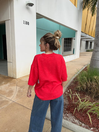 Margot Sweater Tee in Cherry Pop Free People