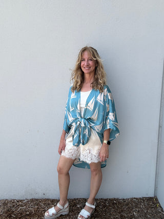 Satin Lace Trim Shorts - Champagne