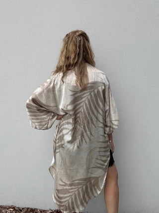 Tropical Kimono Duster - Sandstone