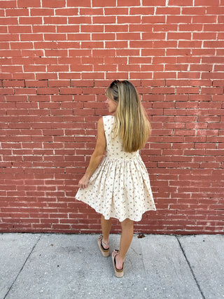 Roslyn Off White with Pink Roses Mini Dress