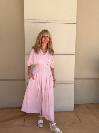 Blush Stripes Midi Dress