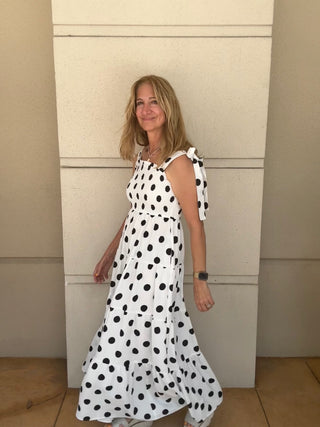 Polka Dot Maxi Dress - White