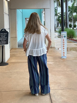 Days End Solar Linen Stripe Pant Free People Navy Combo