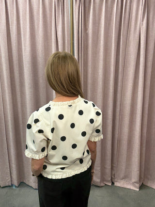 Ruffle Edge Dot Print Short Sleeve Jacket