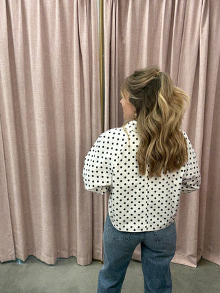 Long Sleeve Polka Dot Boxy Jacket