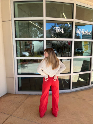 Far Out High-Rise Wide-Leg Denim Cherry