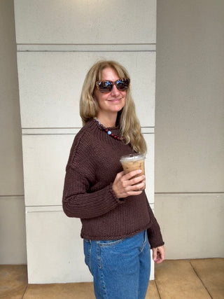 Free People Opal Rollneck Knit Sweater - Brown