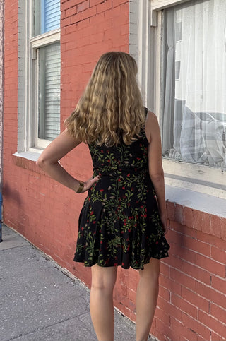 Black & Red Floral Mini Dress