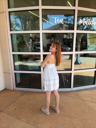 Mini Lace Trim Dress -Blue