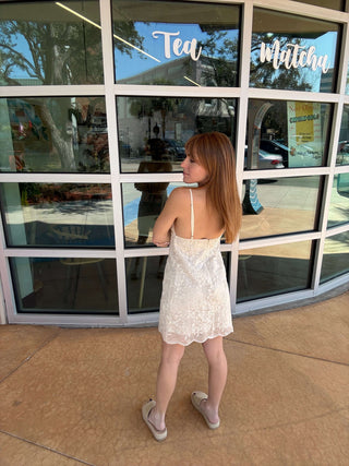 Sequin Floral Lace Mini Dress