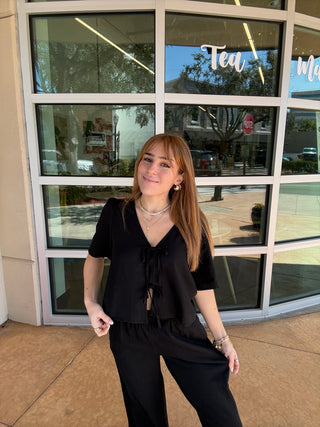 Z Supply  La Belle Linen Cropped Top - Black