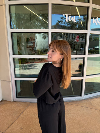 Z Supply  La Belle Linen Cropped Top - Black