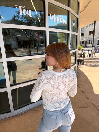 Free People Jae Sheer Lace Knit Long Sleeve Top