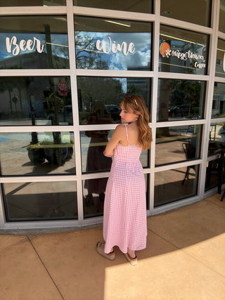Gingham Girl  Pink Midi Dress