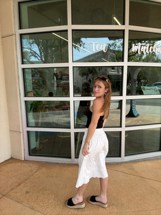 Eyelet Midi Skirt