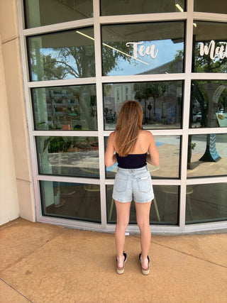 Valley Girl High Rise Shorts Light Wash