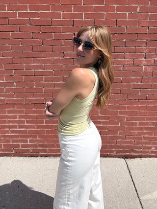 Free People So Soft Striped Tank - Butter Yellow Combo