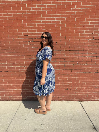 Tropical Print Flutter  Mini Dress