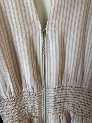 Short Sleeve Striped Dress - Pink