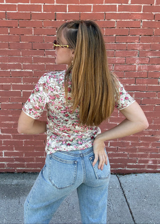 Floral Printed Mesh Layering Top