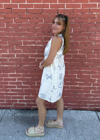 Floral Pattern Sleeveless Mini Dress