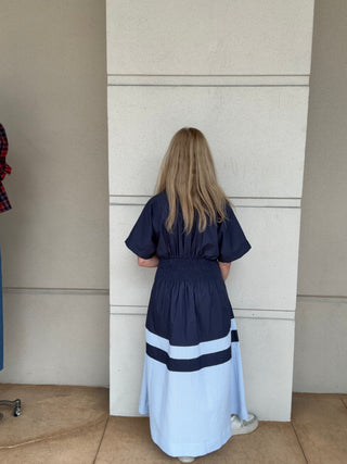 Short Sleeve Pintuck Button Front Midi Dress