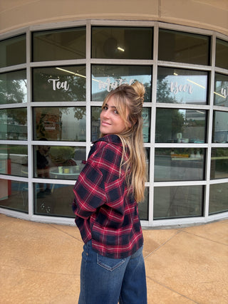 Plaid Collared Long Sleeve Front Tie Shirt