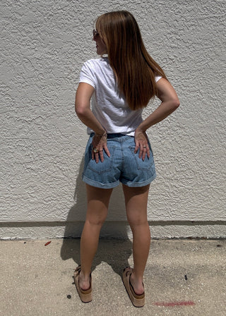 Maddie Mid Rise Short Whimsy Stripe