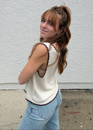 Z Supply  Yessenia Whipstitch Tank Cream and Brown