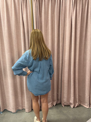 Blue Chambray Button Front Shirt