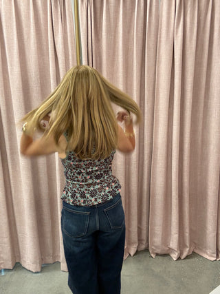 Free People Bridgette Corset Top Green Combo