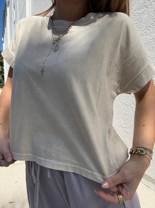 Short Sleeve Knit Top - Khaki