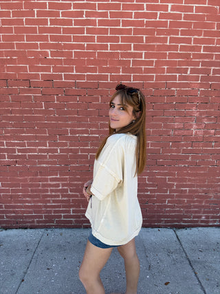 Short Sleeve Scoop Neck Tee - Khaki