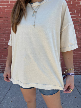 Short Sleeve Scoop Neck Tee - Khaki