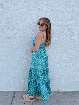 Green Print Maxi Dress
