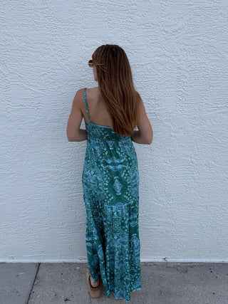 Green Print Maxi Dress