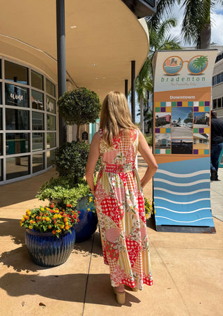 Sleeveless Multi-Pattern Patchwork Maxi Dress