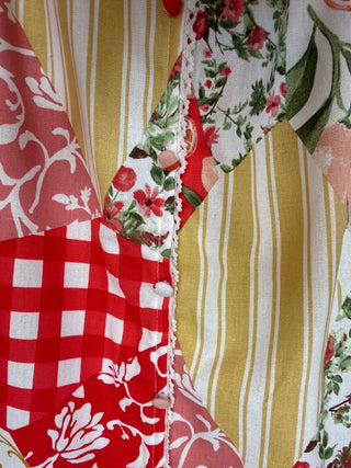 Sleeveless Multi-Pattern Patchwork Maxi Dress